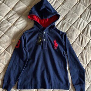 Polo Ralph Lauren Navy Thermal Hooded Long Sleeve Boys Shirt Size 6 NWT